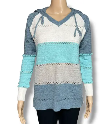 Boutique Womens Hoodie Sweater Hooded Pullover Lightweight Colorblock Medium