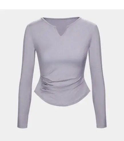 Halara Notched Ruched Thumb Hole Curved Hem Yoga Sports Top