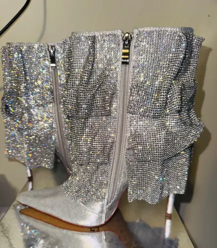 AZALEA WANG Chilton Silver Tone Chainmail Drape Booties size 9