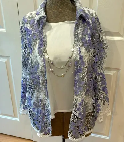 Alfred Dunner purple and white embroidered tank top set Size undefined