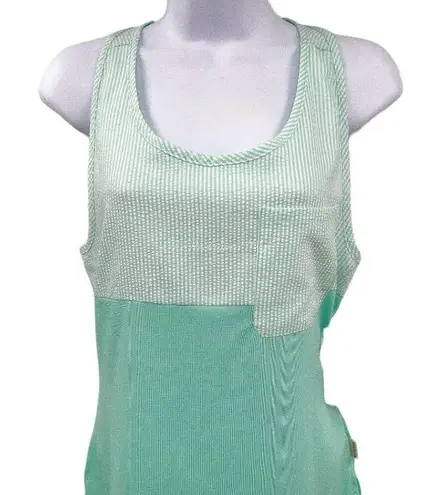 Magellan outdoors 2/$30 Magellan Seersucker Striped Seafoam Pocket Tank Top Racerback