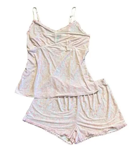 Rene Rofe 2 Piece Pajama Shorts Set Pink and White size Medium