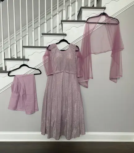 Indian Party Dress Bollywood Wear Designer Pakistani Glitter Gown Wedding suit Pink Size L