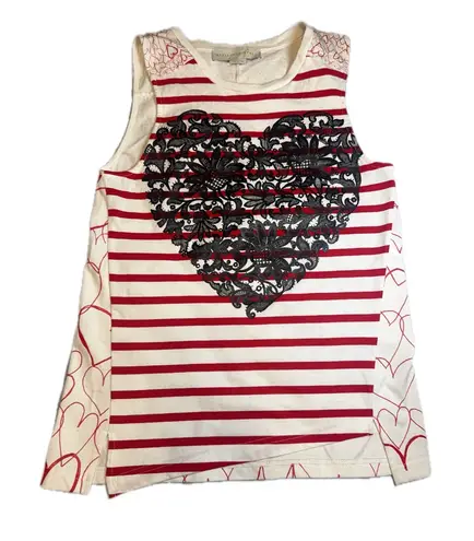 Stella McCartney Stella McCartney Striped Heart Print Tank Top Red White Size 42