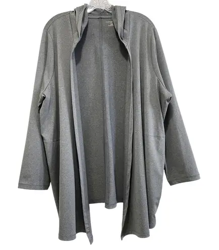Catherines Hooded Open Front Draped Cardigan Size 1XWP Gray Neutral Granola Girl - Image 1