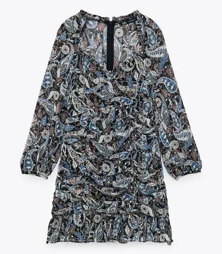 ZARA NWT  Stunning Draped Paisley Print Mini Dress
