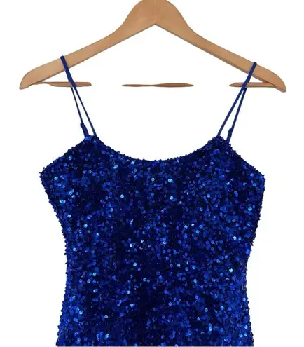 Velvi Juliette Cobalt Sequin Mini Dress size Large Jewel Tone NWT Bodycon Blue