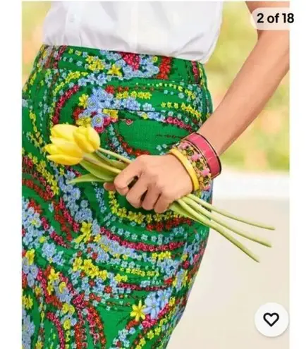 Talbots  Women's Green Floral Print Knee Length Lined Short Skirt Size 14