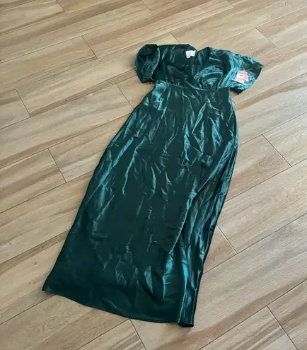 Birdy Grey NWT Jesse Kimono Satin Emerald Bridesmaid Maxi Dress Women Small