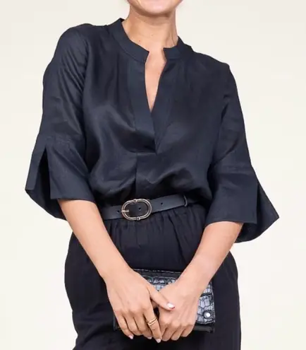 GREEK ARCHAIC KORI Linen Sena Top in Black Size Small