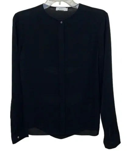 ALC Frank A.L.C. Black Silk Blouse Top Womens Size 4 Cut-Out Back Minimalist Dark Academia