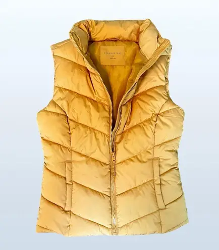 Aeropostale Puffer Quilted Vest in Yellow, Size XS