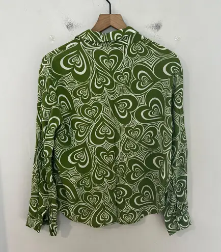 Lisa Says Gah - Bailey Button Down Top Wild Hearts Green Lounge Casual Travel