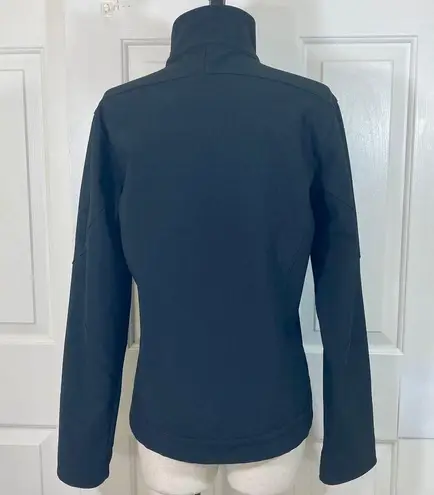 Black scuba utility windbreaker jacket by Fjall, ladies small fleece lined coat