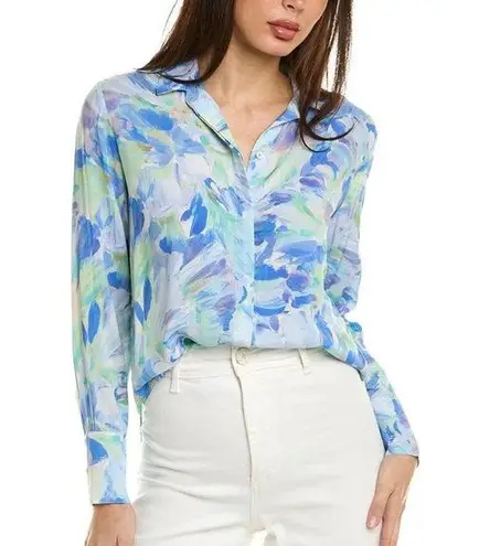 Bella Dahl Anthropologie Paint Brush Stroke Hidden Placket Button Down Top Med