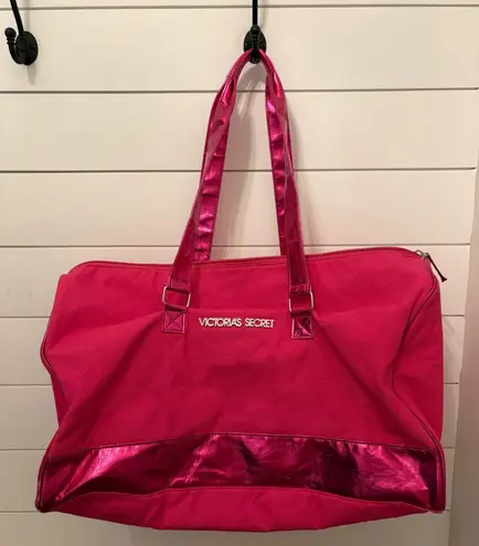 Victoria's Secret Pink Travel Duffel Bag Metallic Trim Gym Weekend Carry On