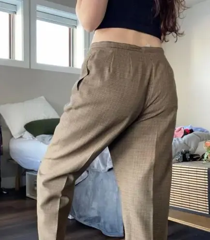 Requirements Vintage petite brown plaid cropped trousers
