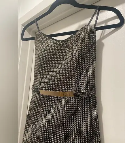 KLAXONS Black & Gold Glitter Strapless Belted Mini Dress