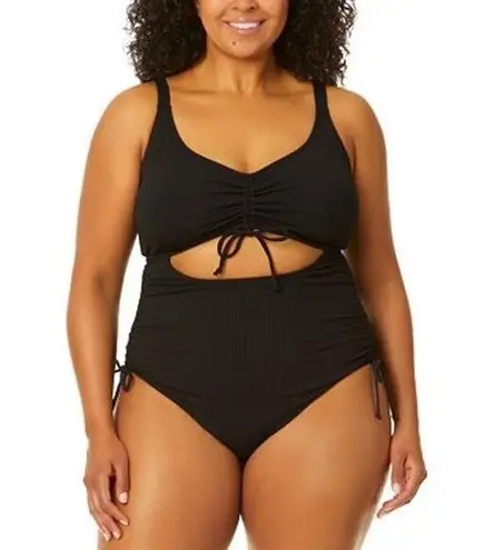 Salt + Cove Black Plus Size Leopard Love Cutout Ruched One