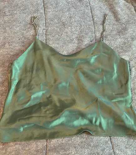 Satin two piece skirt and shirt set Green Size L