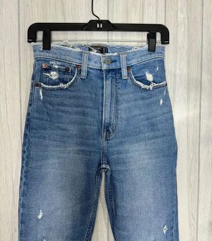 Abercrombie & Fitch  High Rise Mom Jeans Distressed Ripped Knee Frayed Ankle 25/0