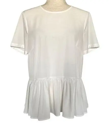 Hinge White Triple Tie Back Blouse Size Small Peplum Chic