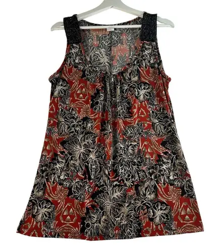 Vintage Y2K 2000’s Agenda Large L Top Beaded Tank Woodland Forrest Goblincore