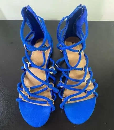 JustFab  blue & gold gladiator flats - size 8.5