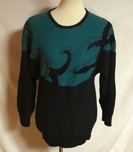 Vintage 80s dressy beaded sweater Size M