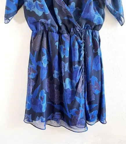 Ted Baker  Dress Navy Floral Juleah Dress Sz S/4 (Sz 1) NWT V Neck Short Sleeves