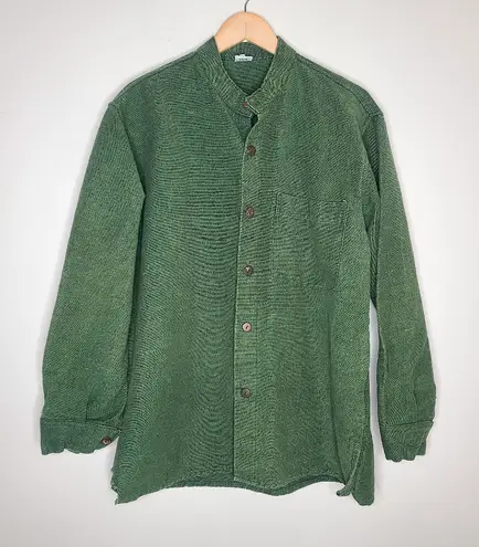 Ganesh Himal Hand Made Tunic Button Down Psychadelic Hippie Aliens Size XL Green