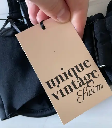 Unique Vintage Swim Black and White Bikini Top- Size XS- NWT