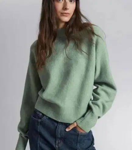 & Other Stories & Other Stories Light Green Cropped Mock Neck Sweater Oversized Boxy Sz S