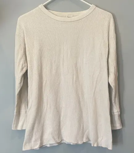 Beige Long Sleeve Waffle thermal Top vintage Size L