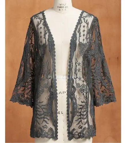 Sundance Mavis Lace Kimono in Carbon Gray Medium Bohemian Stevie Nicks Witchy
