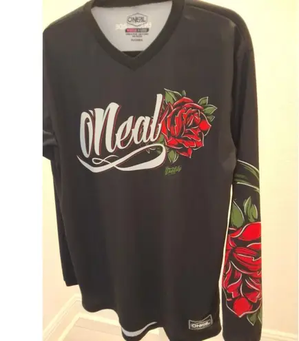 O'Neal Women's Element Motocross Dirt Bike Jersey Black With Red Rose Size XL