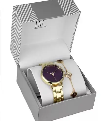 INC Gold-Tone Bracelet Watch 38mm & Bracelet Set, New in Box