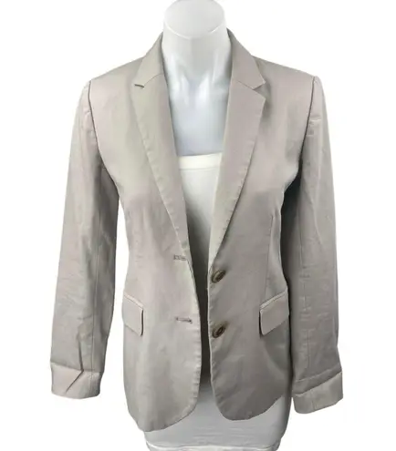 J.Crew Women's Beige Two Button Notch Collar Long Sleeve Blazer Coat Jacket Sz 0