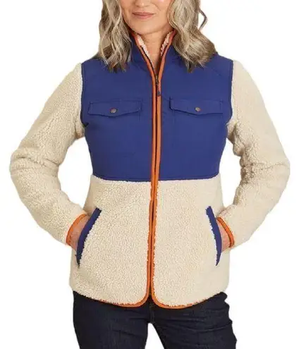 Duluth Women's Sherpa Blue Cream Colorblock Full Zip Jacket Medium Item 85806