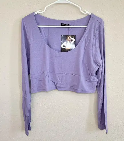 Naked Wardrobe NWT  Iris Purple Cropped Scoop Neck Top