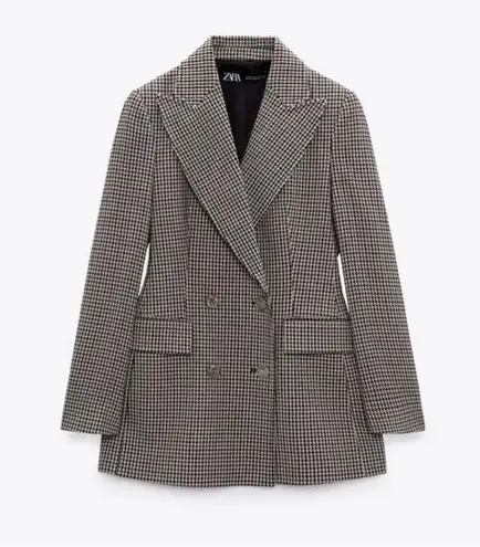 ZARA double breasted houndstooth blazer NEW