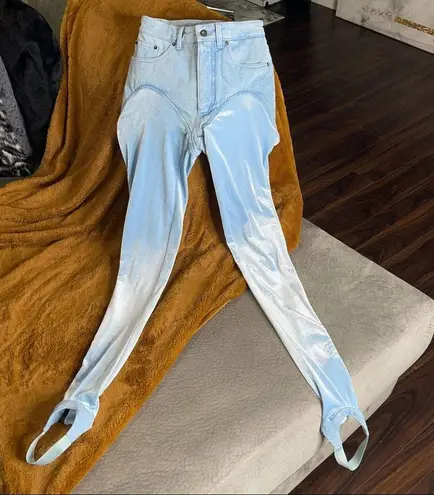 Y/PROJECT Opening Ceremony Stirrup Short Jeans In Ice Blue EUC $790 Size 2