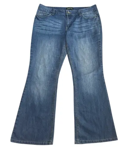 Y2K L.e.i Plus Size 17 Sophia Hipster Flare Jeans Western Denim Trendy 2000s Blue