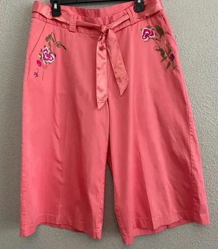 Coast to‎ Coast Embroidered Bermuda Wide Leg Shorts Size 14 Cotton Blend Pink - Image 1