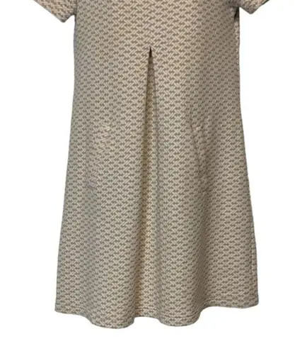 Tyler Boe XS Kim Cowl Neck beige White Geometric 3/4 Sleeve Pocket Dress