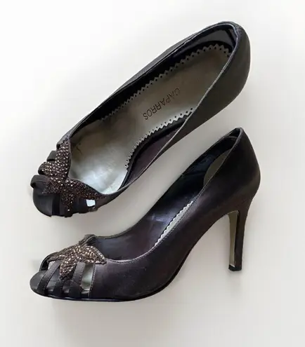 Caparros Y2K Omar Chocolate Brown Satin Peep-Toe Heels Women's Size 6