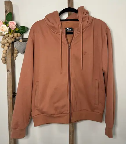 Zyia Active Rust Long Sleeve Full Zip Hoodie Sweatshirt Size Large Brown