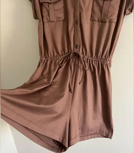 Daytrip  brown utility stretch spandex romper beach boho casual minimalist