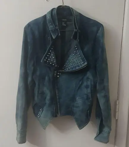 Forever 21 F21 Studded Denim Moto Jacket  Size M 80's