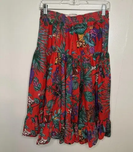 Vintage Annique Skirt & Top Set Tropical Jungle Hawaiin Animal Medium